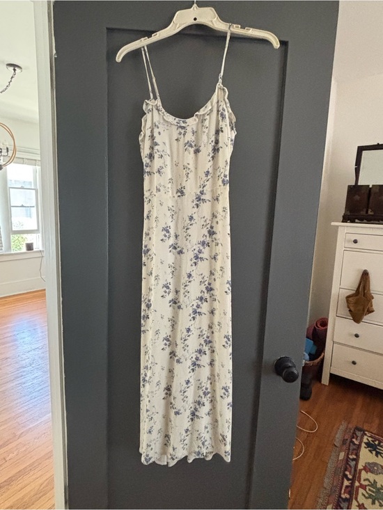 Reformation Dresses & Skirts - Reformation Cream Floral Midi Slip Dress with Blue Print